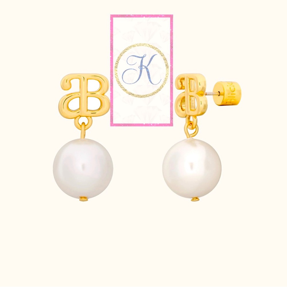 💗 Alicia Bonnie Devotion Pearl Drop Dangle Earrings in Gold